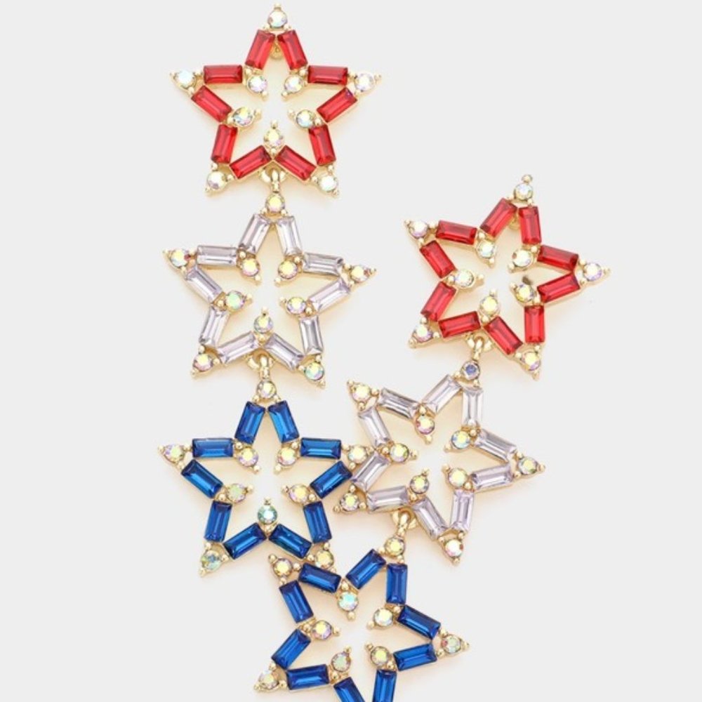 USA Triple Stars Earrings